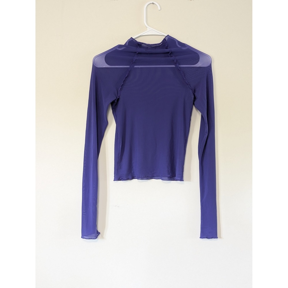 Out From Under Urban Outfitters Purple Sheer Mesh Mock Neck Top Medium Festival - Picture 4 of 7